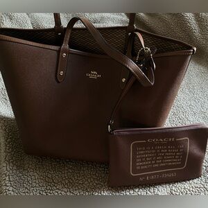 Coach reversible tote with pouch